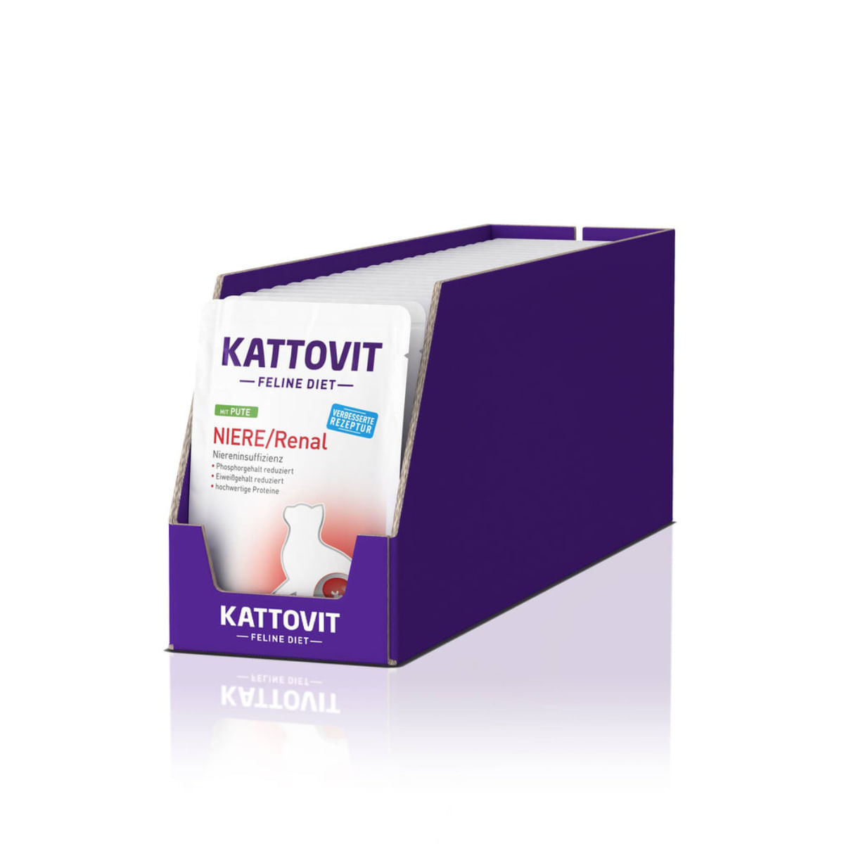 KATTOVIT Renal, Curcan, dietă veterinară, plic hrană umedă pisici, sistem renal, (în sos), bax, 85g x 24buc - poza 1