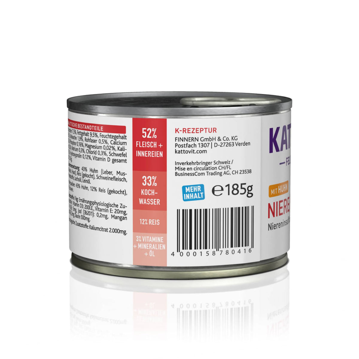 KATTOVIT Renal, Pui, dietă veterinară, conservă hrană umedă pisici, sistem renal, (în aspic), 185g - poza 4