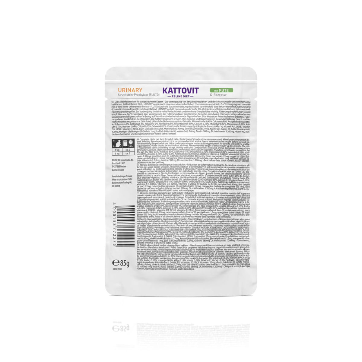 KATTOVIT Urinary, Curcan, dietă veterinară, plic hrană umedă pisici, sistem urinar, (în sos), bax, 85g x 24buc - poza 5