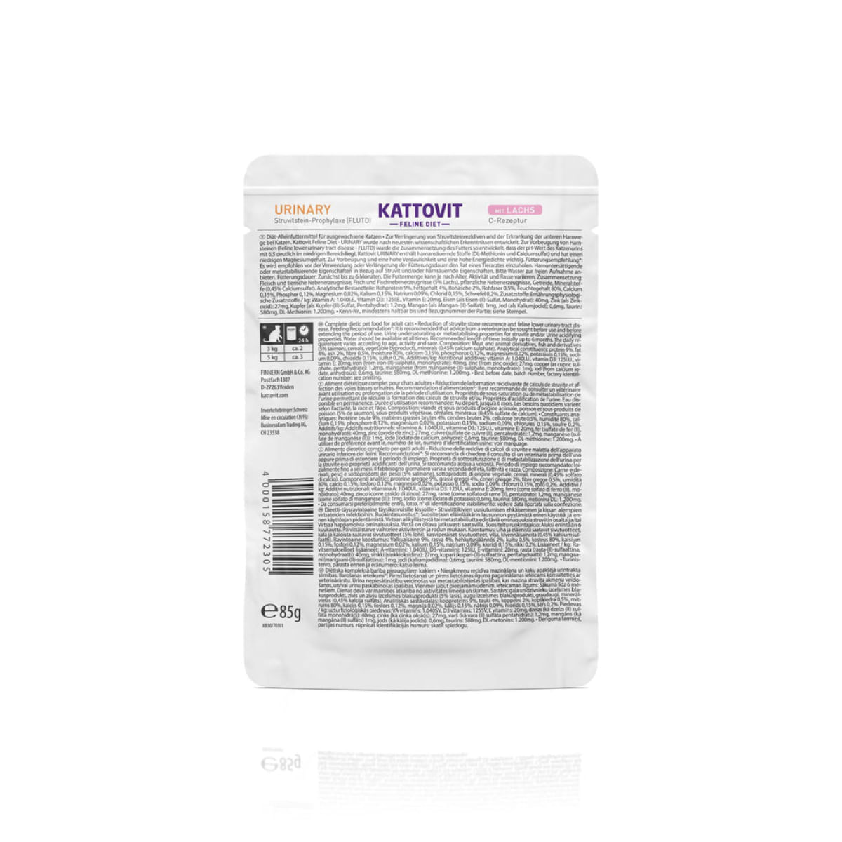 KATTOVIT Urinary, Somon, dietă veterinară, plic hrană umedă pisici, sistem urinar, (în sos), 85g - poza 4