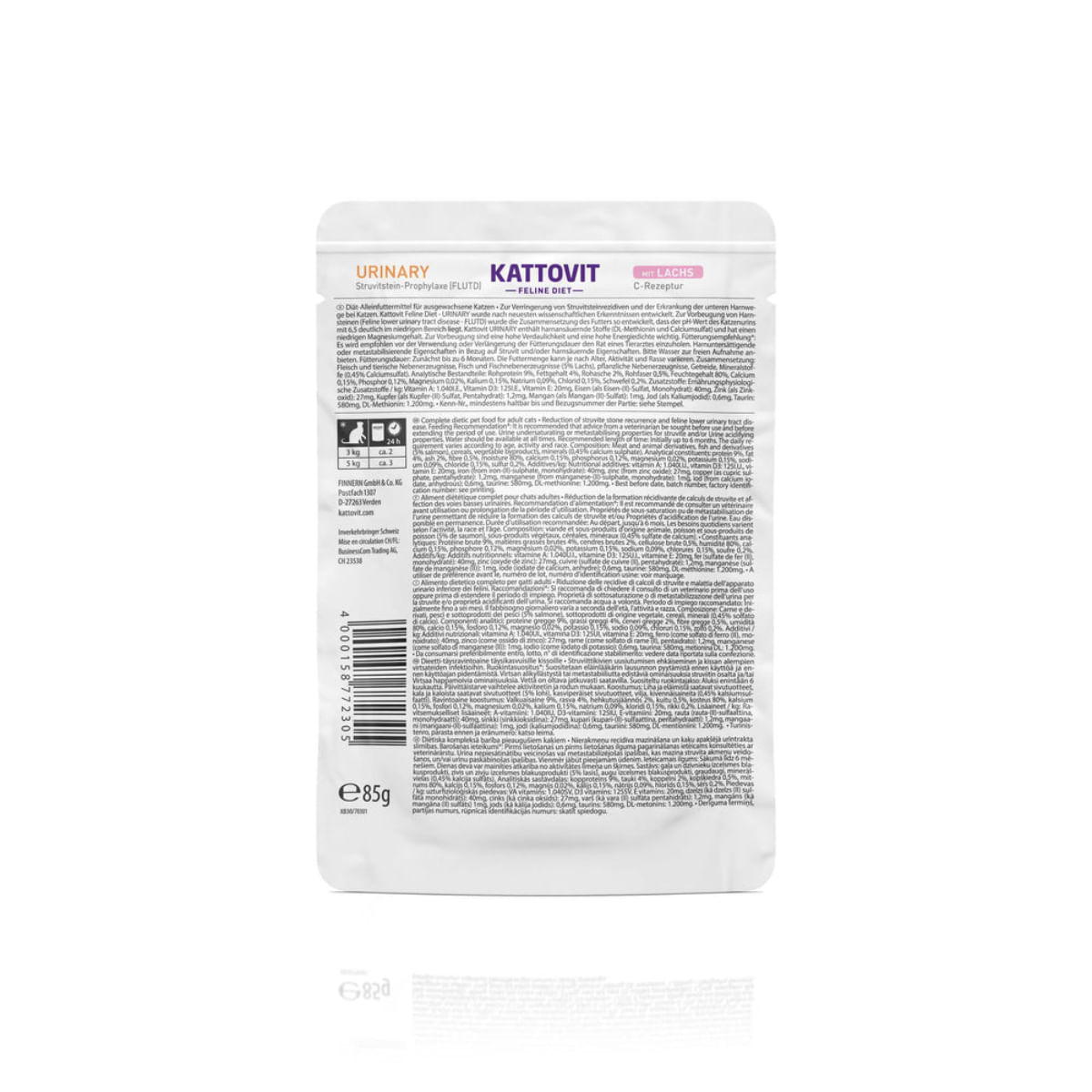 KATTOVIT Urinary, Somon, dietă veterinară, plic hrană umedă pisici, sistem urinar, (în sos), bax, 85g x 24buc - poza 5