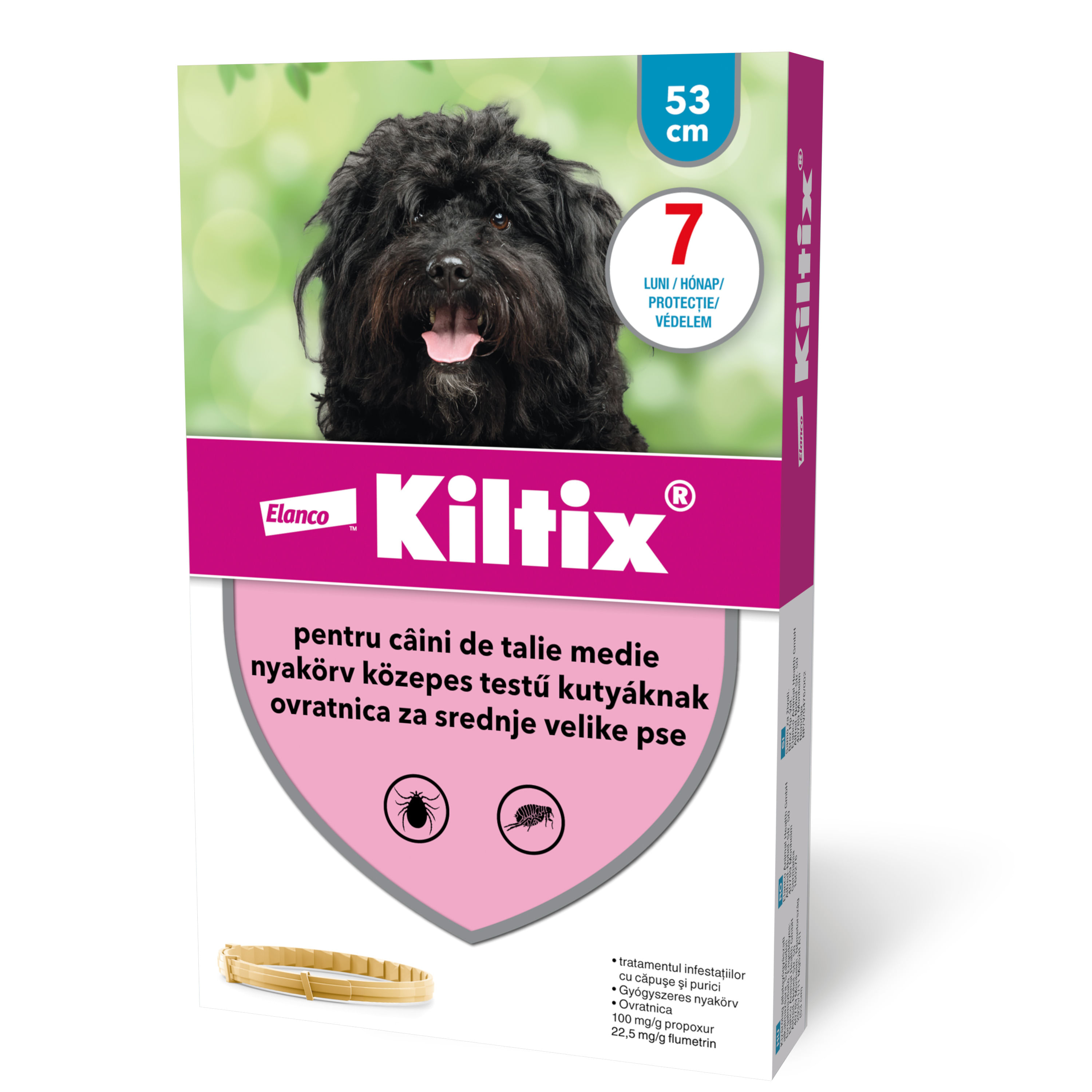 Kiltix Zgarda Antiparazitara Kiltix, deparazitare externă câini, zgardă, M, 53 cm, maro, 1buc - poza 2