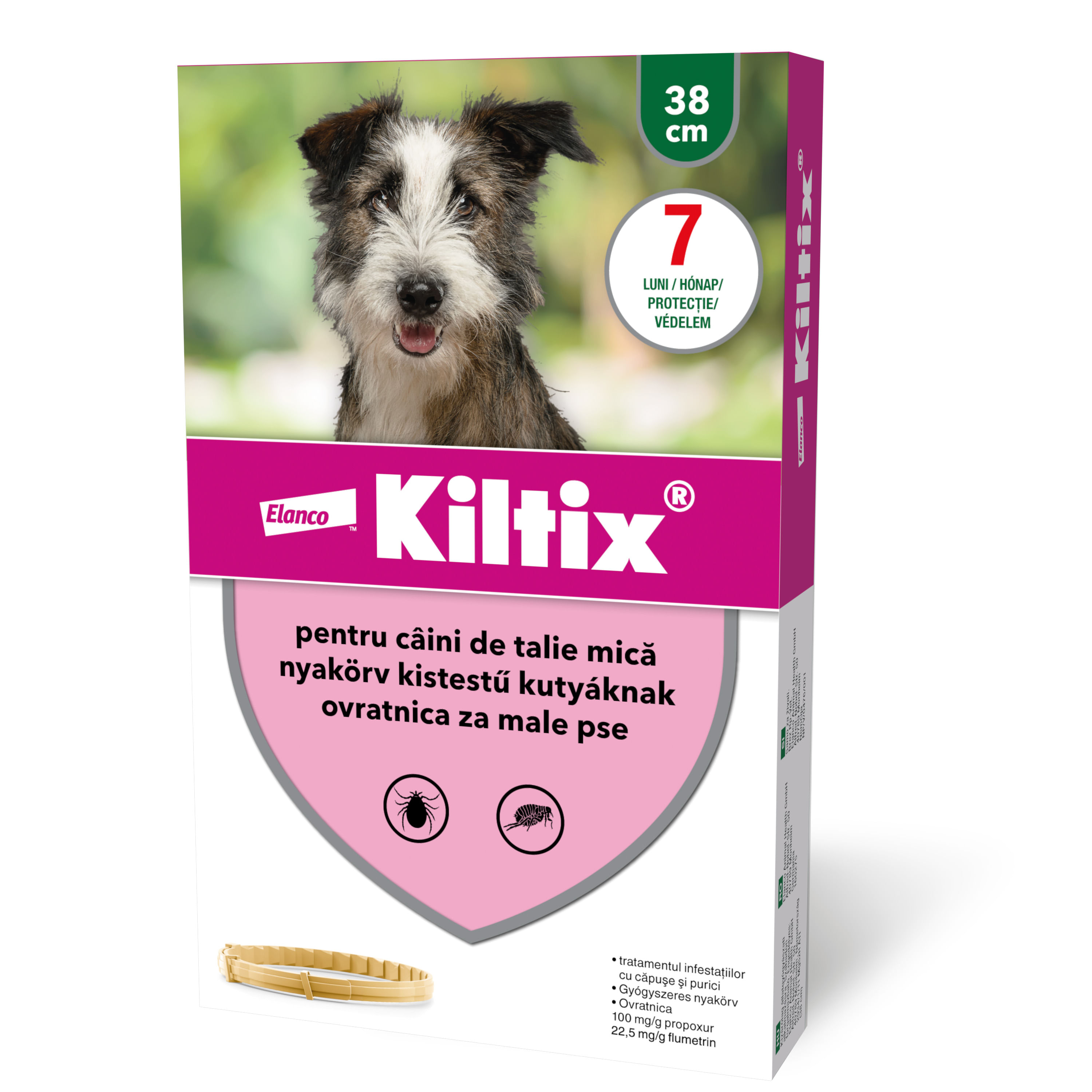 Kiltix Zgarda Antiparazitara Kiltix, deparazitare externă câini, zgardă, XS - S, 38 cm, maro, 1buc - poza 1