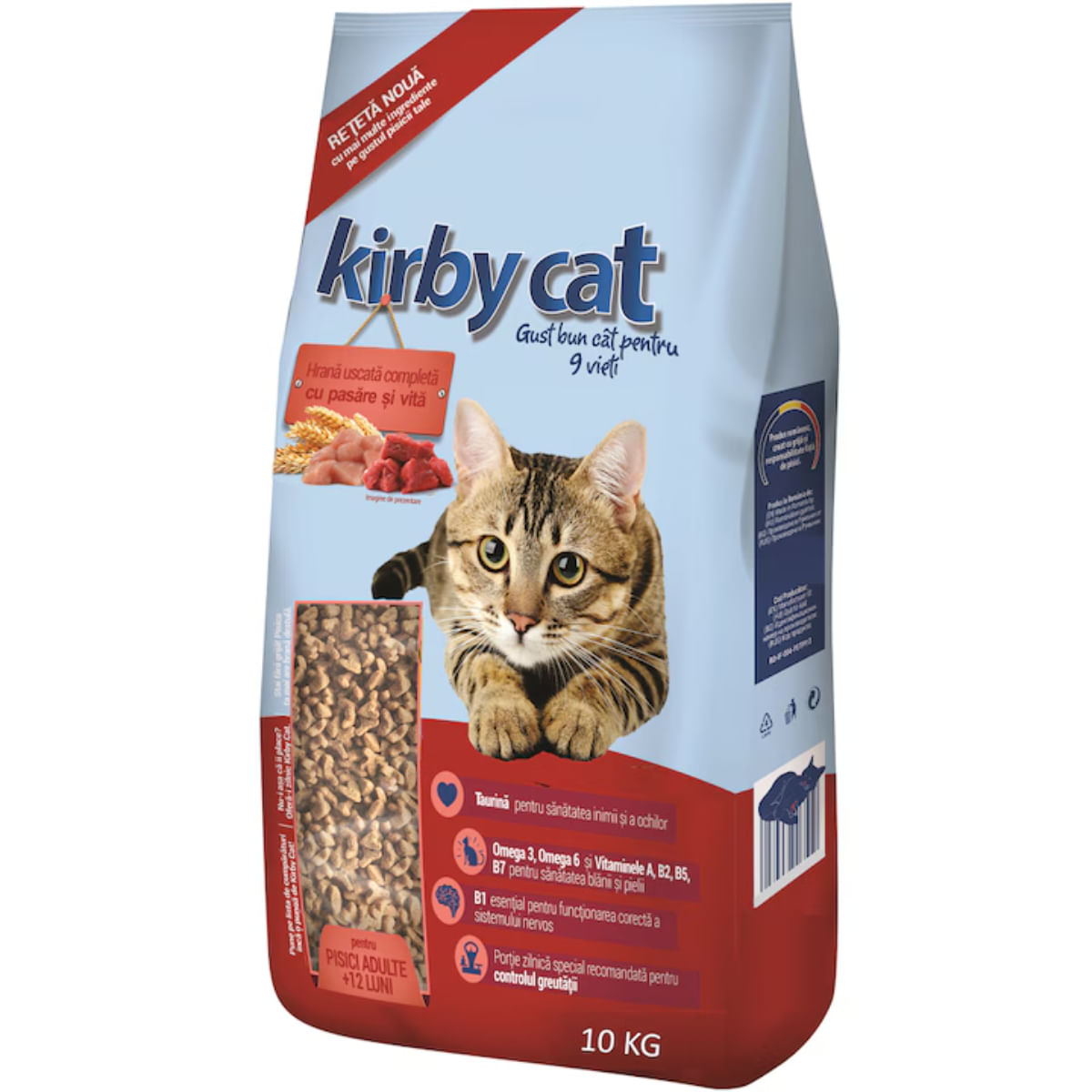 KIRBY CAT, Pasăre și Vită, hrană uscată pisici, 10kg - poza 1