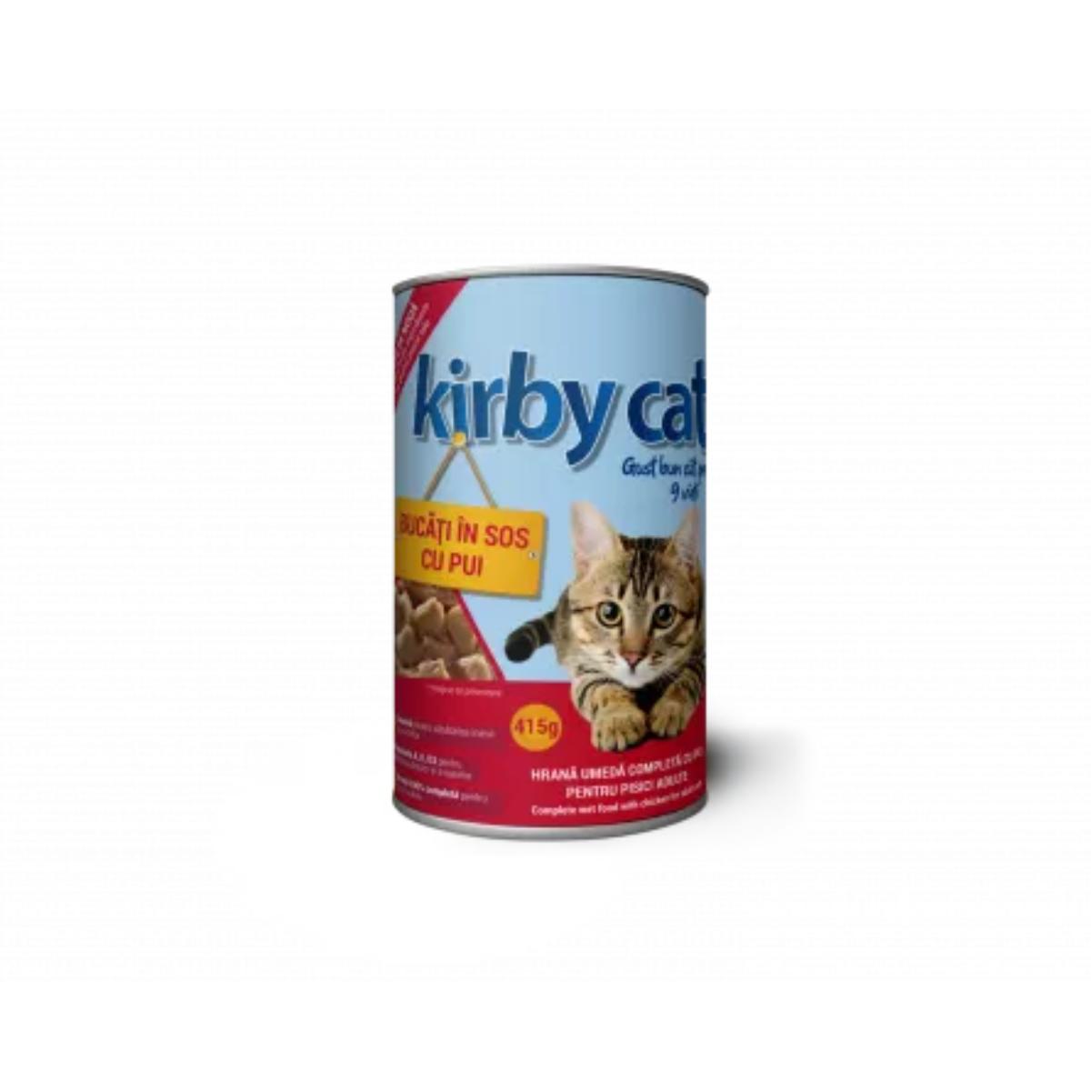 KIRBY CAT, Pui, conservă hrană umedă pisici, (în sos), 415g - poza 1