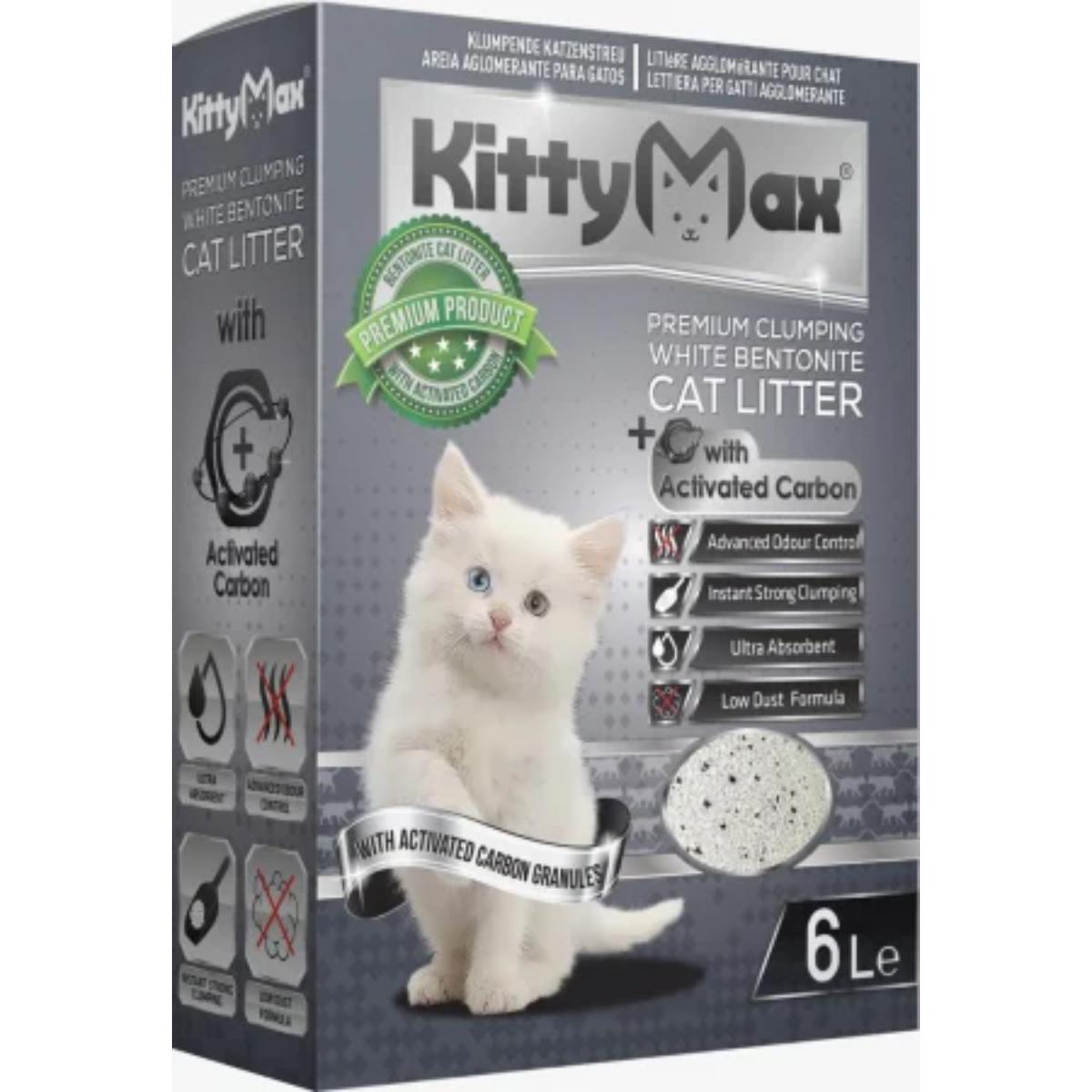 KITTYMAX Active Carbon, neparfumat, așternut igienic pisici, granule, bentonită, aglomerant, fără praf, 6l - poza 2
