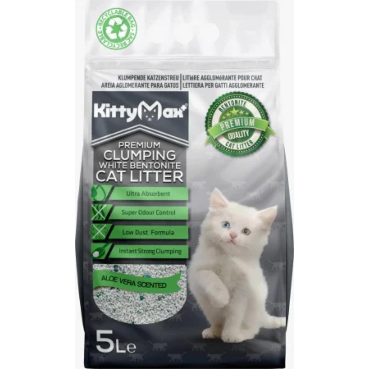 KITTYMAX, Aloe Vera, așternut igienic pisici, granule, bentonită, aglomerant, fără praf, 5l - poza 1