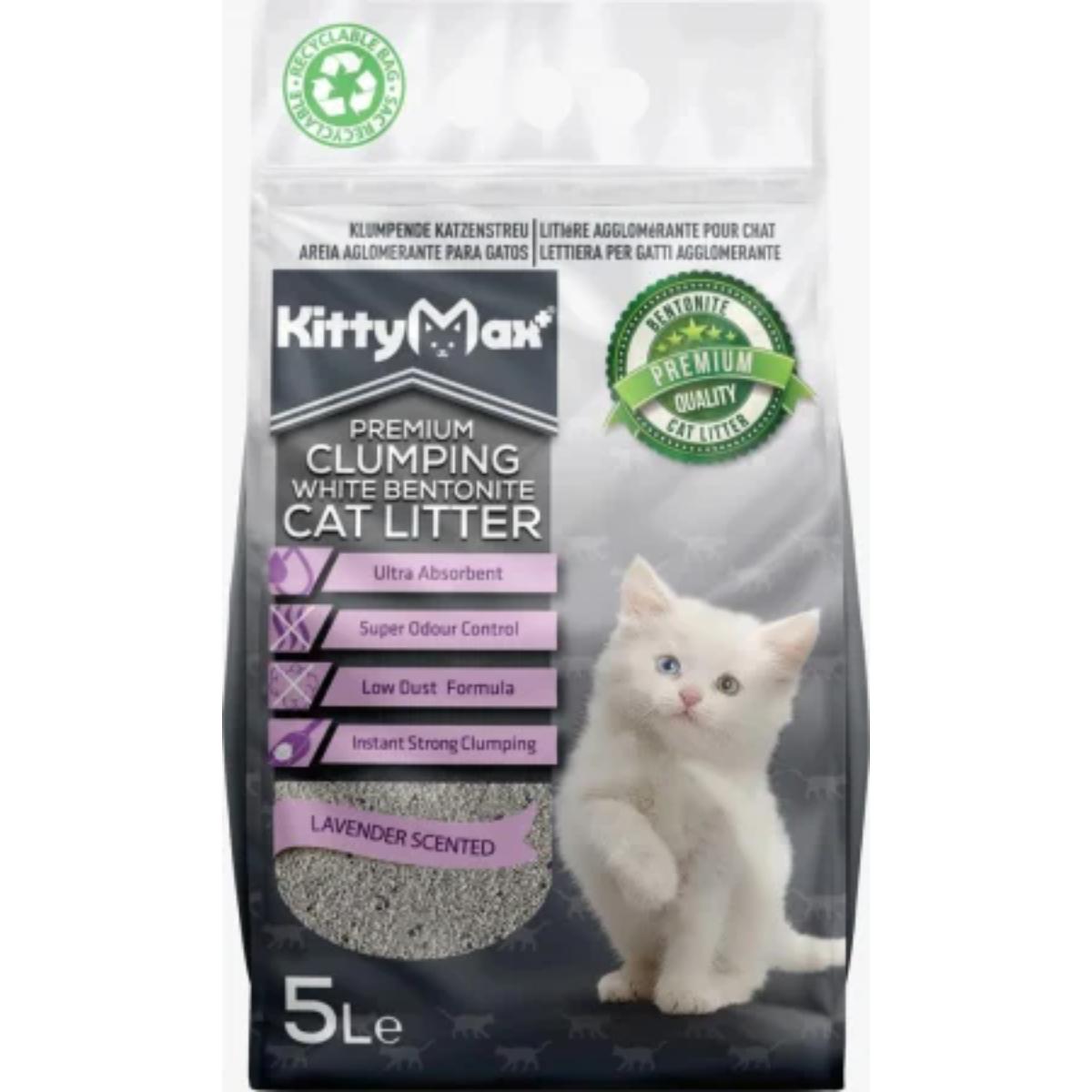 KITTYMAX, Lavanda, așternut igienic pisici, granule, bentonită, aglomerant, fără praf, 5l - poza 2