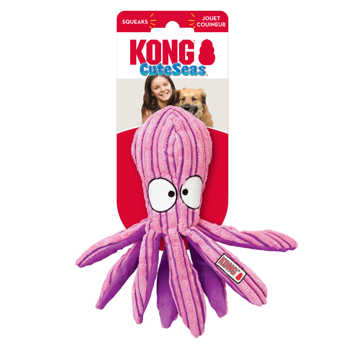 KONG CuteSeas Octopus, jucărie de pluș câini, cu sunet, pluș KONG CuteSeas Octopus, jucărie de pluș câini S, cu sunet, pluș, roz, 1buc - poza 1