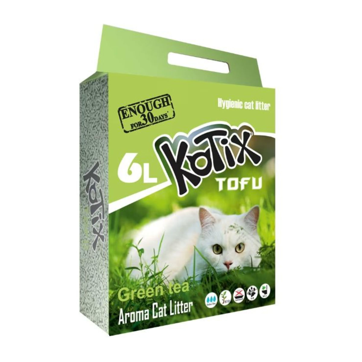 KOTIX, Ceai Verde, așternut igienic pisici, peleți, tofu, aglomerant, neutralizare mirosuri, biodegradabil, 6l - poza 2