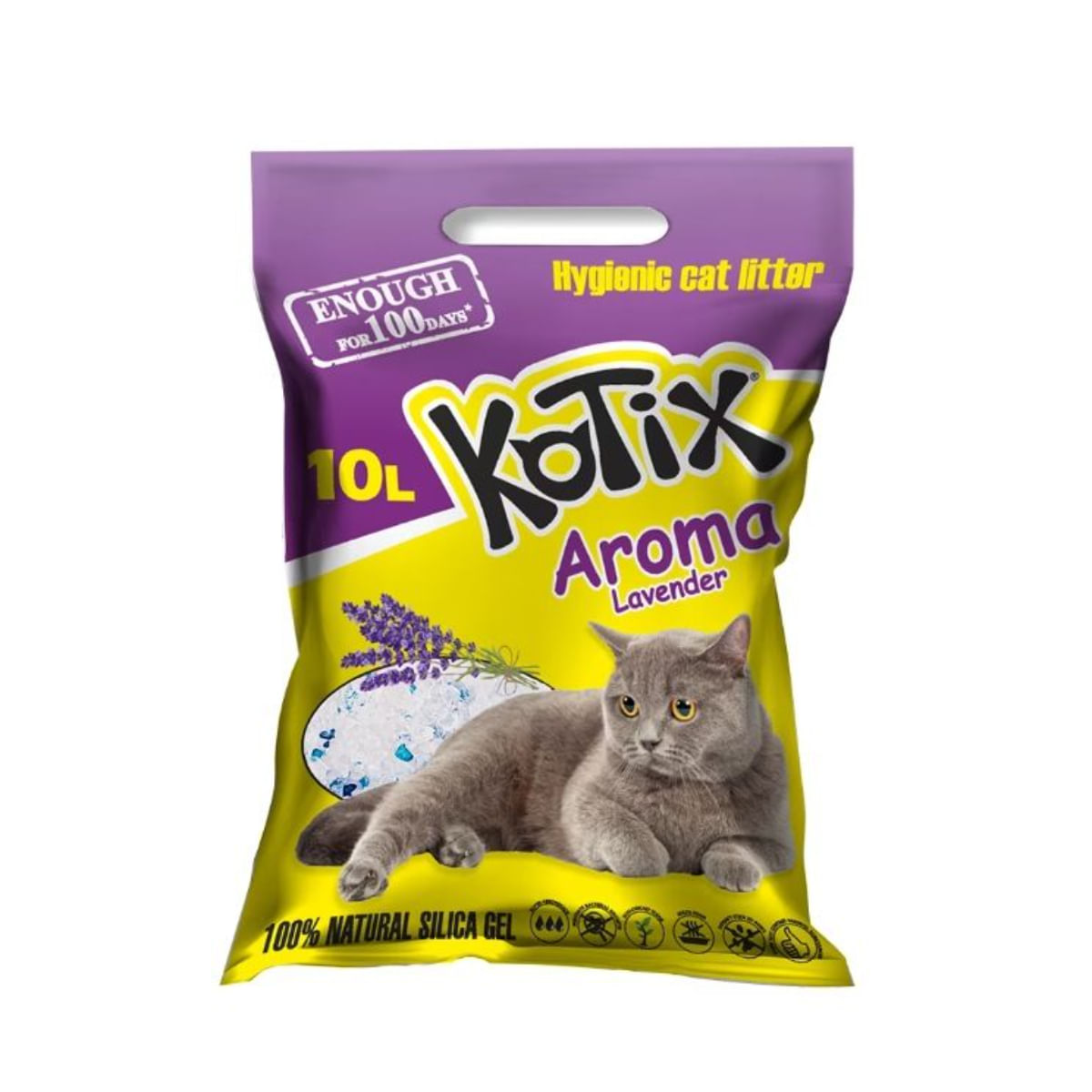 KOTIX, Lavanda, așternut igienic pisici, granule, silicat, neaglomerant, fără praf, 10l - poza 1