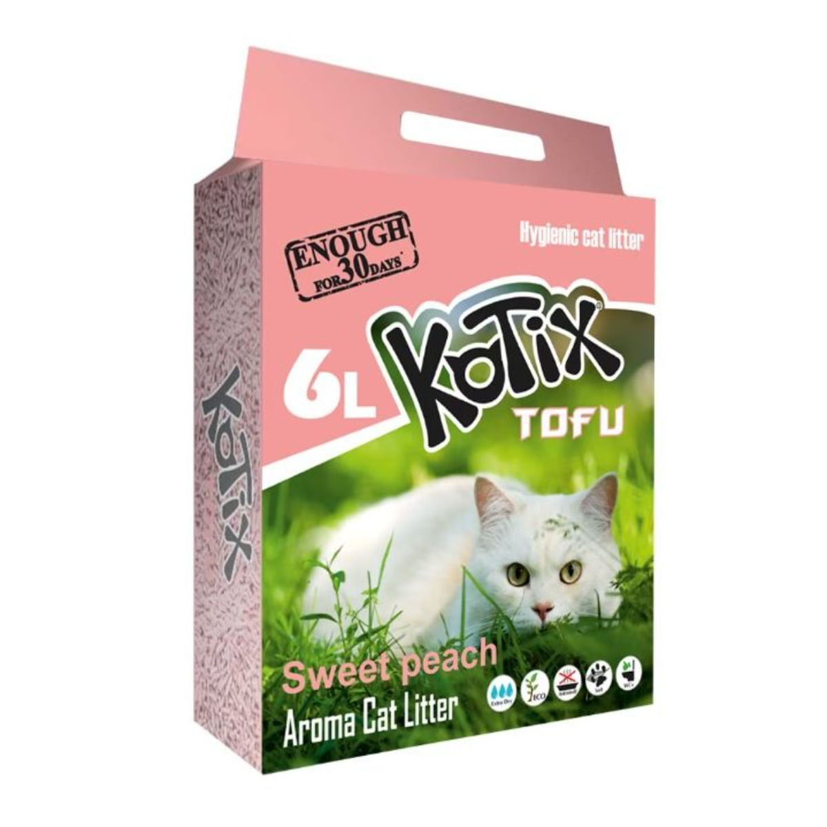 KOTIX, Piersici, așternut igienic pisici, peleți, tofu, aglomerant, neutralizare mirosuri, biodegradabil, 6l - poza 2