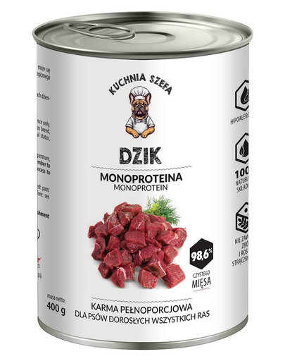 KUCHNIA SZEFA cu mistreț conservă 400 g hrană monoproteină câini
