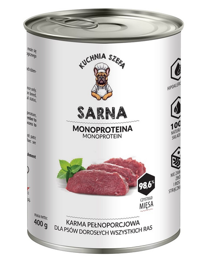 KUCHNIA SZEFA hrană monoproteică pentru câini 400 g căprioară