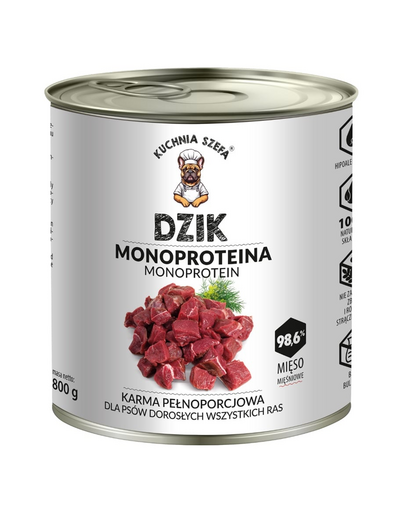 KUCHNIA SZEFA Monoproteina mistreț 800g hrană pentru câini
