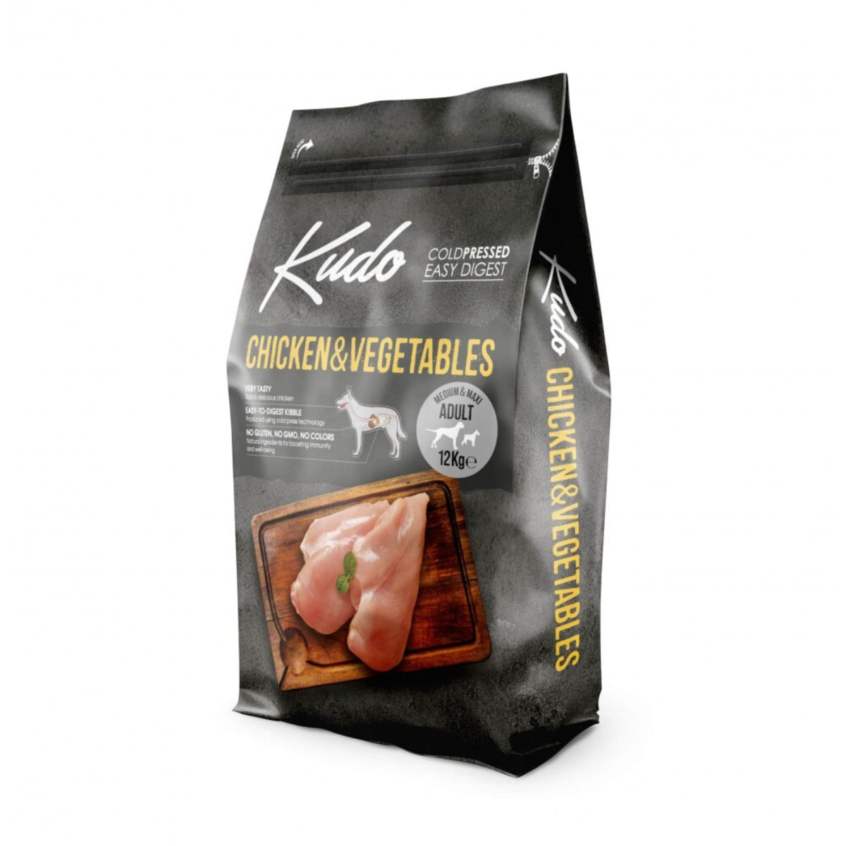 KUDO Adult All Breeds, XS-XL, Pui și Legume, hrană uscată conținut redus cereale câini, presată la rece, 12kg - poza 2