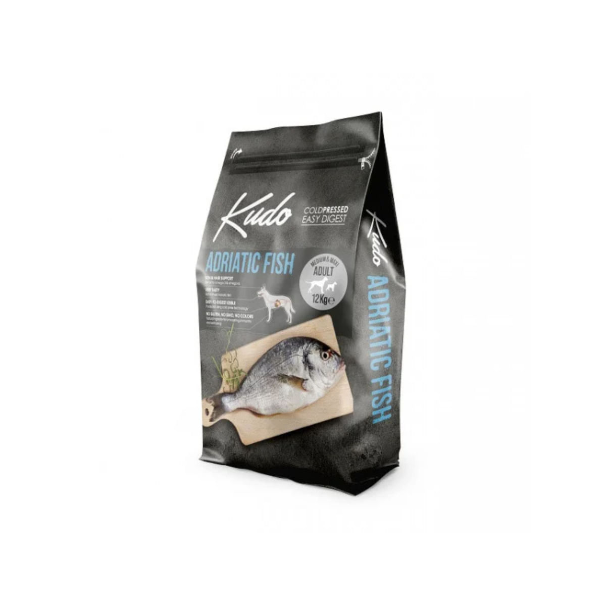 KUDO Medium And Maxi Breed, M-XL, Pește, hrană uscată conținut redus cereale câini, presată la rece, 12kg - poza 2