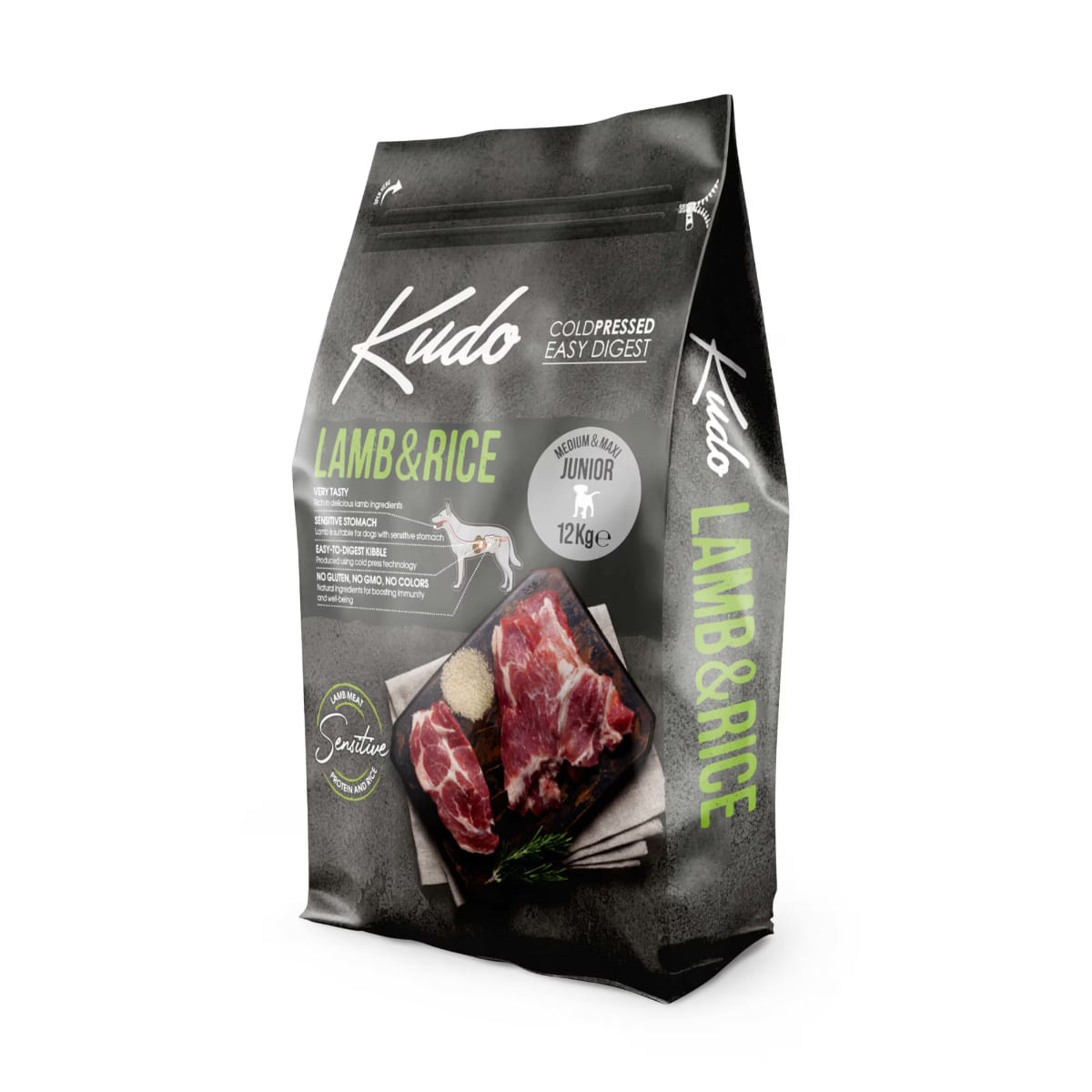 KUDO Medium And Maxi Junior, M-XL, Miel și Orez, hrană uscată conținut redus cereale câini junior, presată la rece, 12kg - poza 1