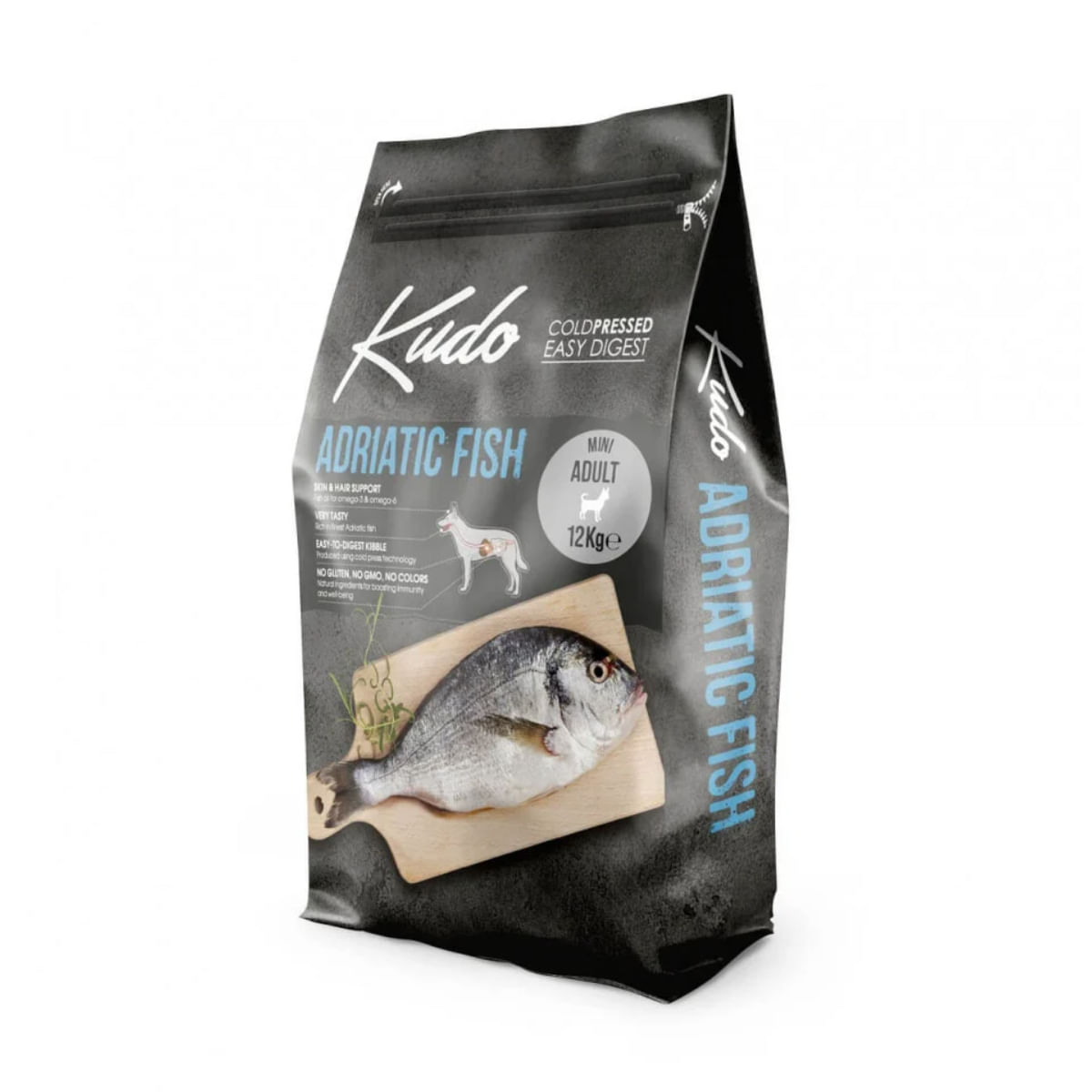 KUDO Mini Adult Small Breed, XS-S, Pește, hrană uscată conținut redus cereale câini, presată la rece, 12kg - poza 2