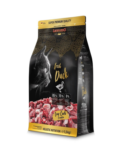 LEONARDO Fresh Duck &amp; Poultry Hrana uscata pentru pisici, cu rata si pasare 1,5 kg