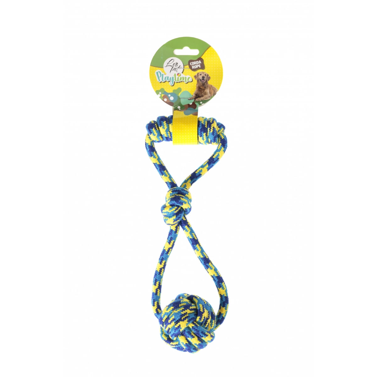 LEOPET, jucărie sfoară câini, S-L, textil, activități fizice, albastru și galben, 21 cm - poza 2