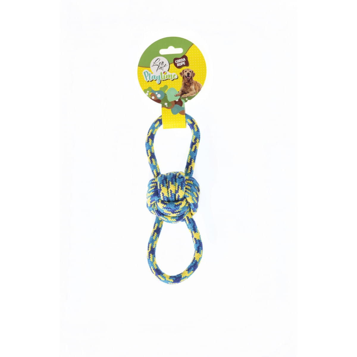 LEOPET, jucărie sfoară câini, S-L, textil, activități fizice, albastru și galben, 29 cm - poza 2