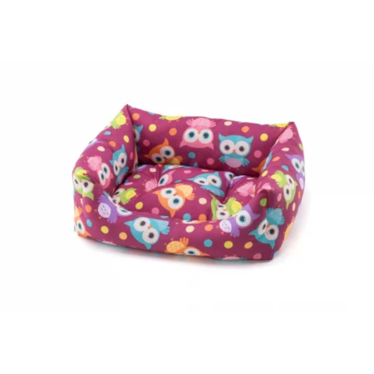 LEOPET Rodi Owls, pat dreptunghiular câini, poliester, imprimeu bufnițe, multicolor, 60x70cm - poza 2