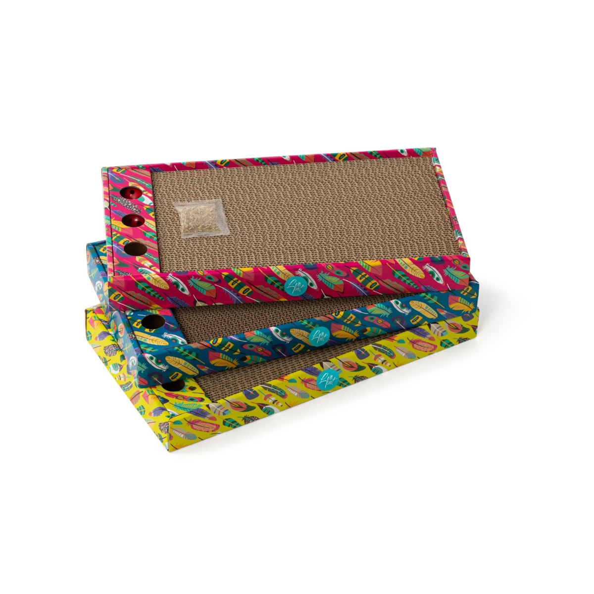 LEOPET Sisal Carton Fun, scratcher pisici, carton, catnip, diverse culori, 45 x 25 x 5 cm - poza 1