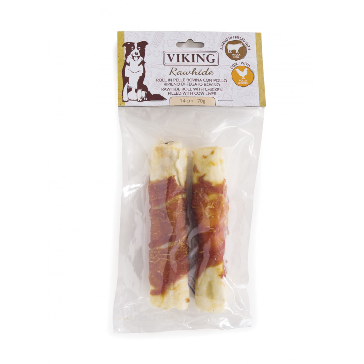 LEOPET Viking Rawhide Roll Filled, M-L, Pui și Ficat de Vită, punguță recompense fără cereale câini, 70g - poza 2
