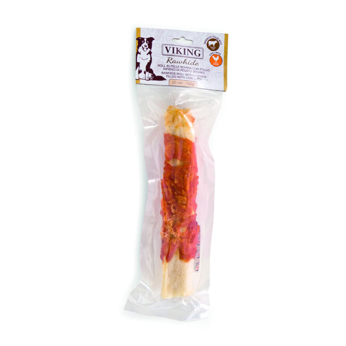 LEOPET Viking Rawhide Roll Filled, M-XL, Pui și Ficat de Vită, punguță recompense fără cereale câini, 100g - poza 2