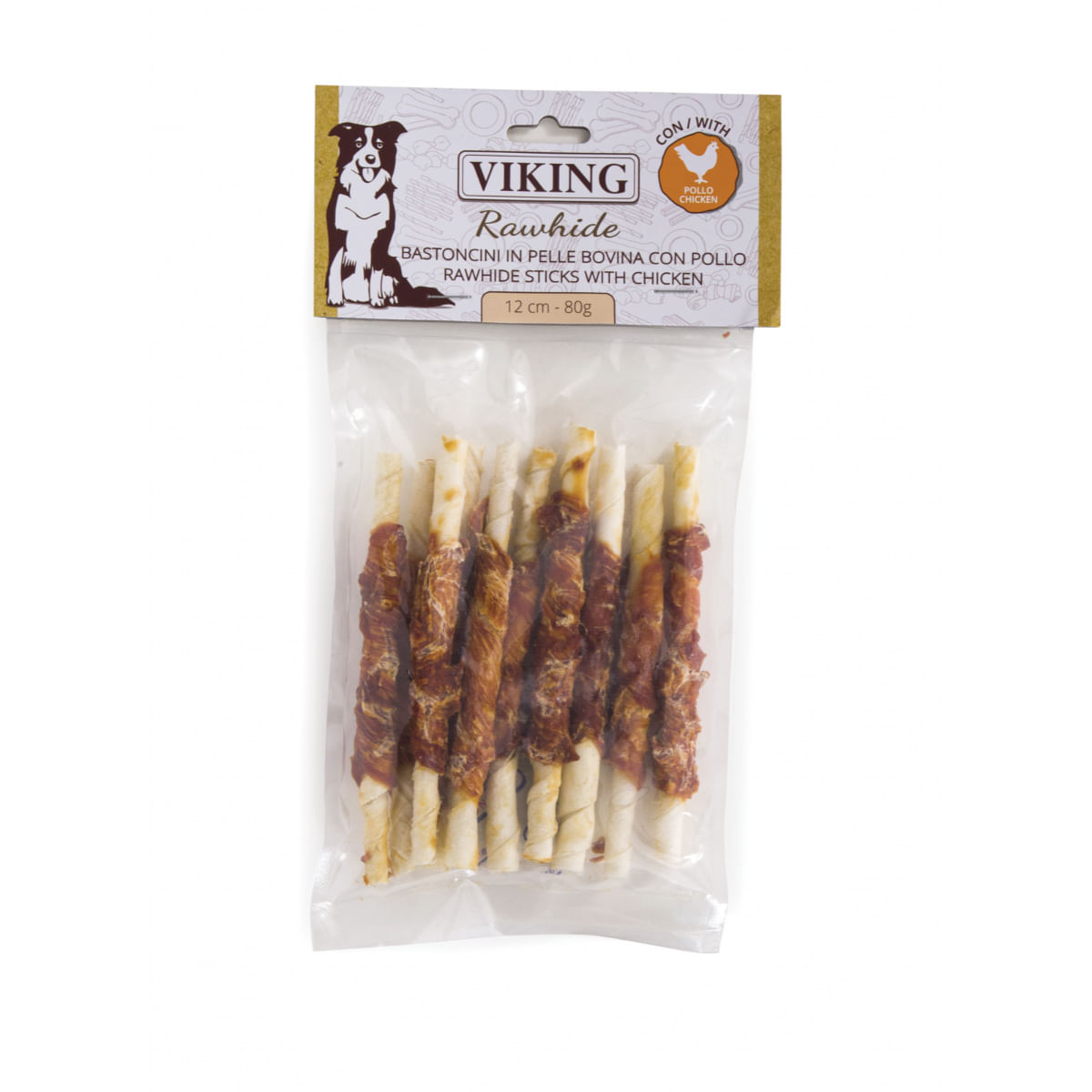 LEOPET Viking Rawhide Sticks with Chicken, M, Pui și Vită, punguță recompense fără cereale câini, 80g - poza 2
