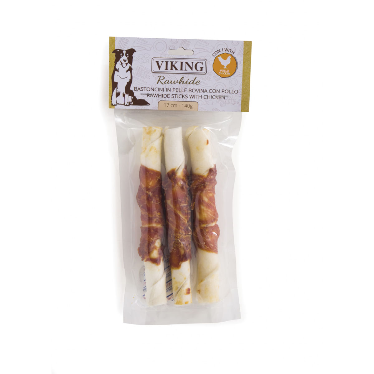 LEOPET Viking Rawhide Sticks with Chicken, M-XL, Pui și Vită, punguță recompense fără cereale câini, 140g - poza 1