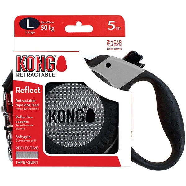 Lesa Retractabila Kong Reflect L, 5m-50 Kg, Gri - poza 2