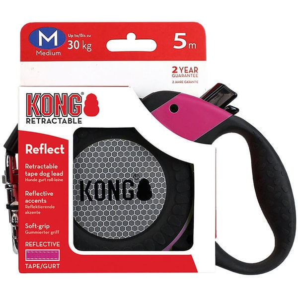 Lesa Retractabila Kong Reflect M, 5m-30 Kg, Fucsia - poza 3