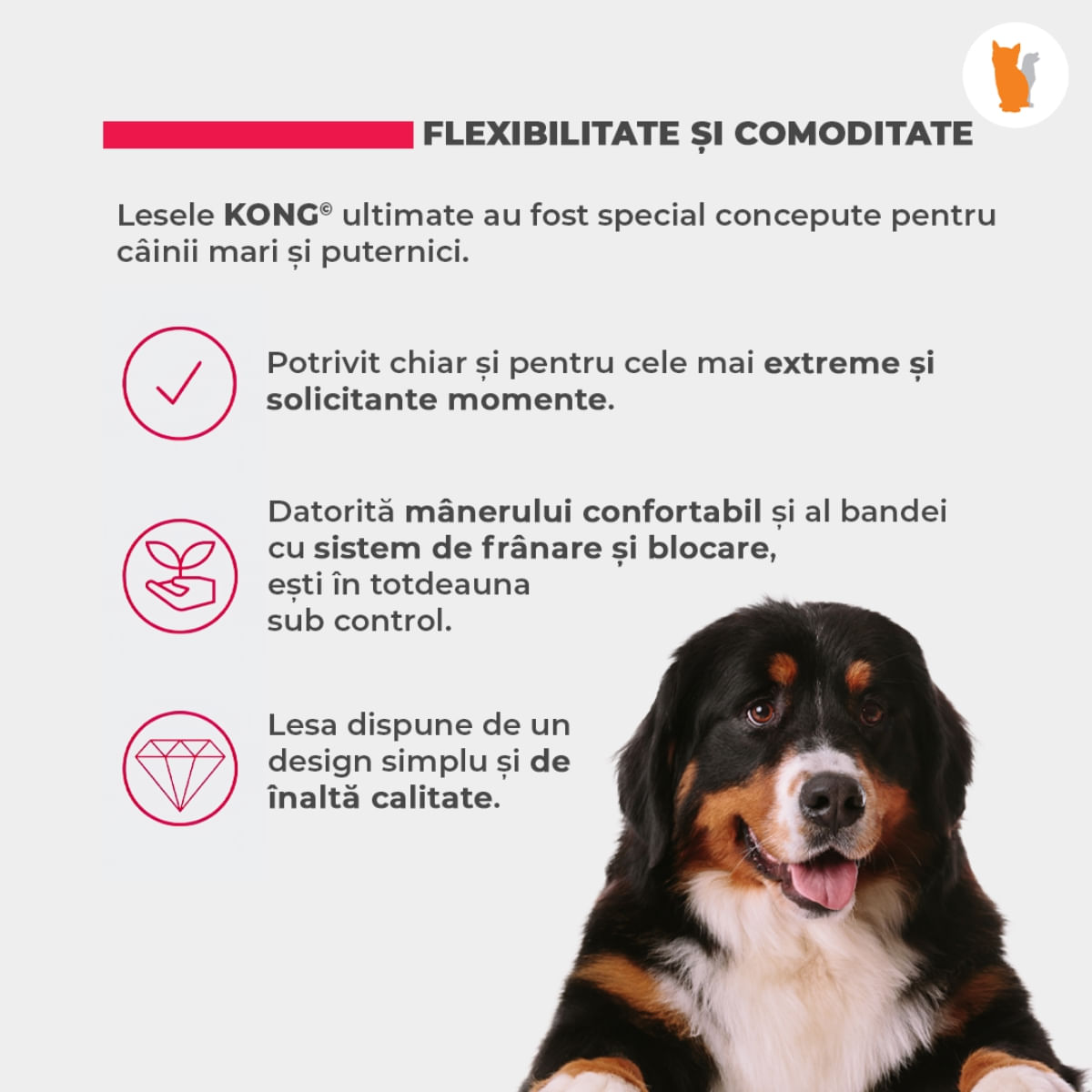 Lesa Retractabila Kong Reflect M, 5m-30 Kg, Fucsia - poza 5