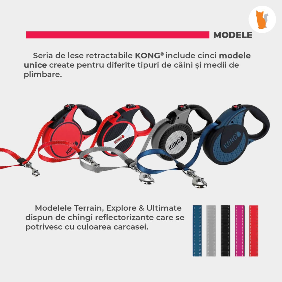 Lesa Retractabila Kong Ultimate 5m-70 Kg, Gri - poza 4