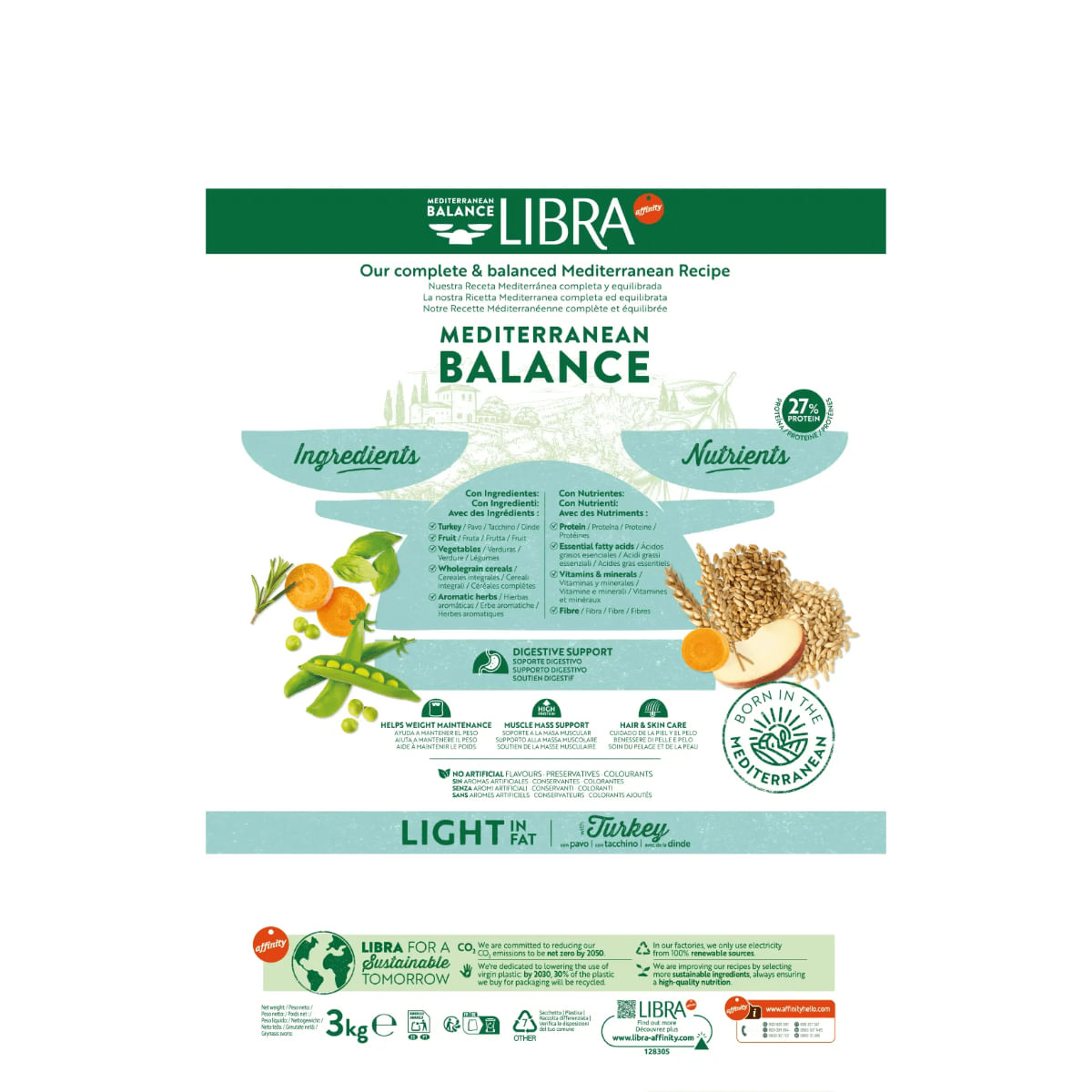 LIBRA Mediterranean Balance Light in Fat, XS-XL, Curcan, hrană uscată câini, obezitate, 12kg - poza 4