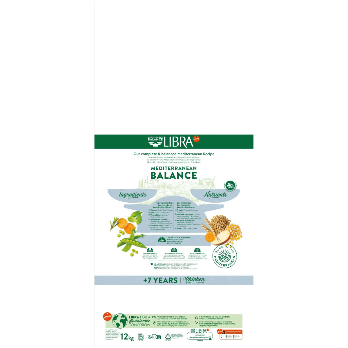 LIBRA Mediterranean Balance Plus 7 Ani, XS-XL, Pui, hrană uscată câini senior, 12kg - poza 4