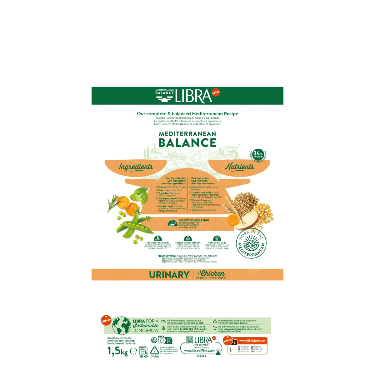 LIBRA Mediterranean Balance Urinary, Pui, hrană uscată pisici, sistem urinar, 8kg - poza 4