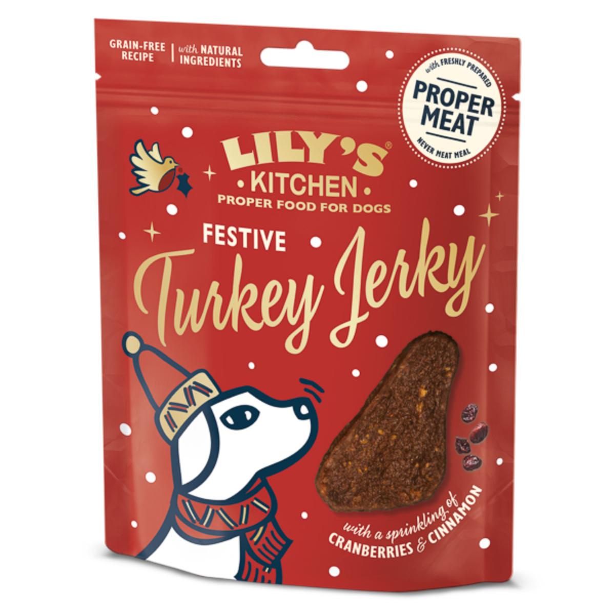 LILY'S KITCHEN Christmas Festive Jerky, XS-XL, Curcan, punguță recompense fără cereale câini, 70g - poza 1