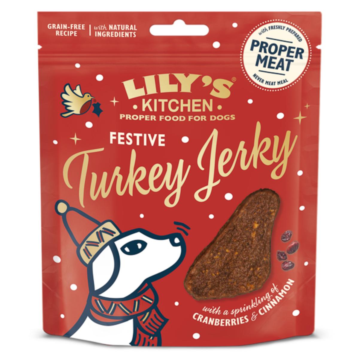 LILY'S KITCHEN Christmas Festive Jerky, XS-XL, Curcan, punguță recompense fără cereale câini, 70g - poza 3