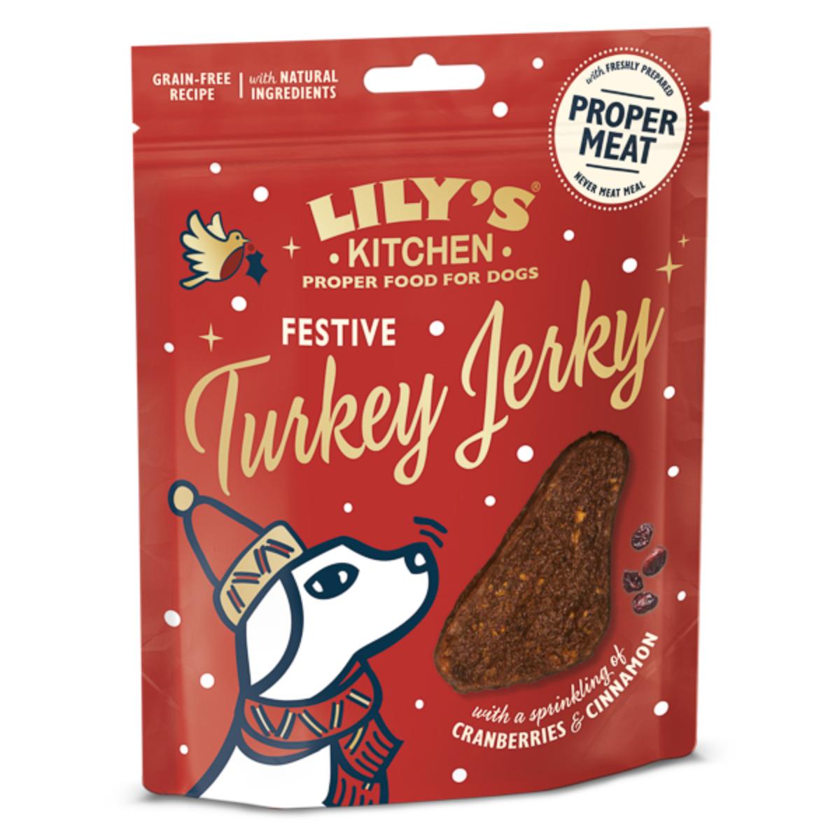LILY'S KITCHEN Christmas Festive Jerky, XS-XL, Curcan, punguță recompense fără cereale câini, 70g - poza 4