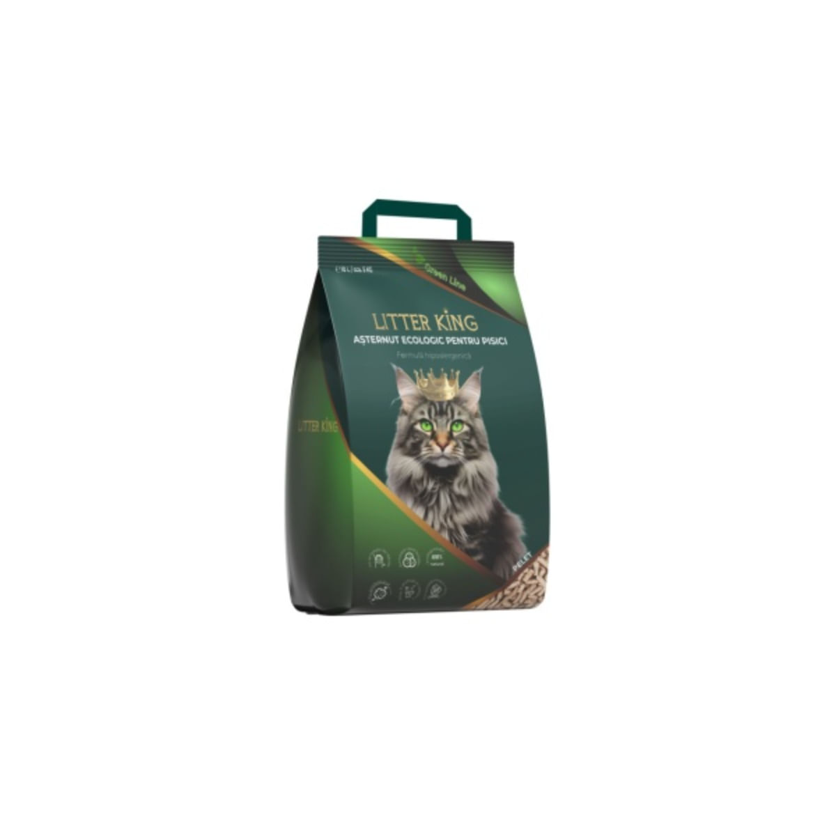 LITTER KING, așternut igienic pisici, peleți, molid, aglomerant, ecologic, biodegradabil, 5kg - poza 2
