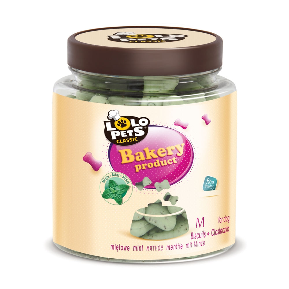 Lolo Pets Caine Biscuiti Bones cu Menta Marimea M, 210 g - poza 1