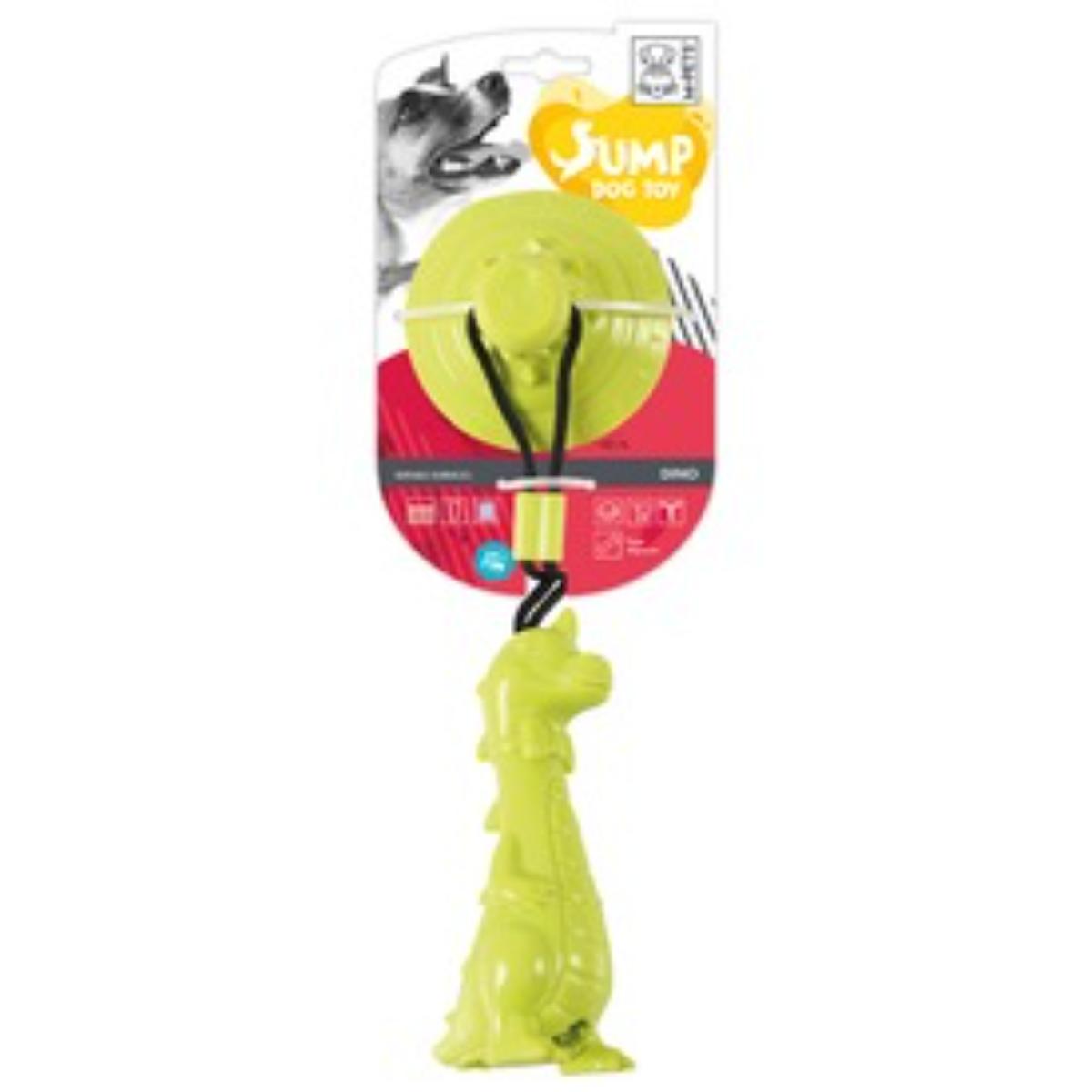 M-PETS Jump Dino, jucărie interactivă câini XS-M, jucării agățate, cauciuc, verde, 13x6cm - poza 2