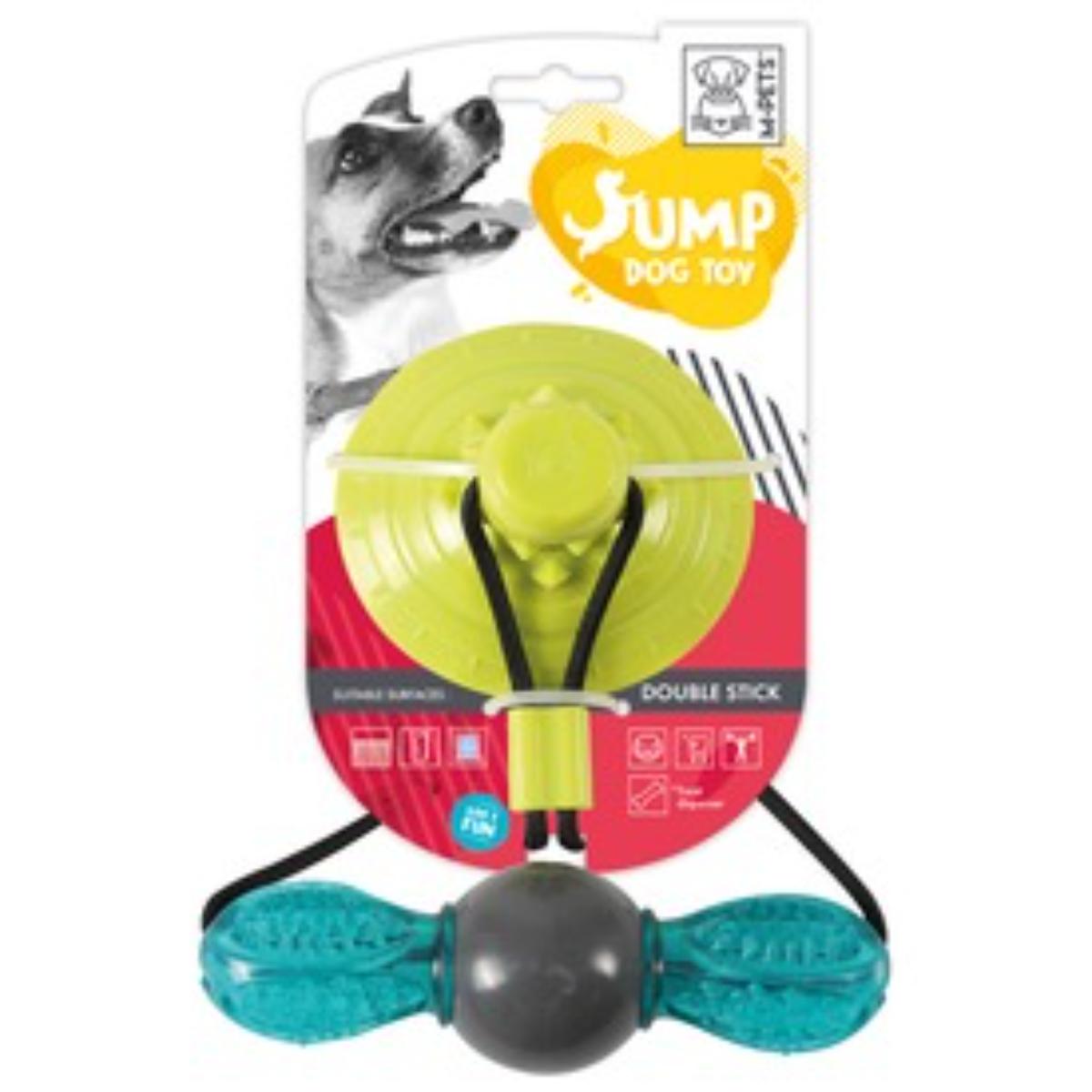 M-PETS Jump Double Stick, jucărie interactivă câini XS-M, jucării agățate, cauciuc, albastru și negru, 15x6cm - poza 2