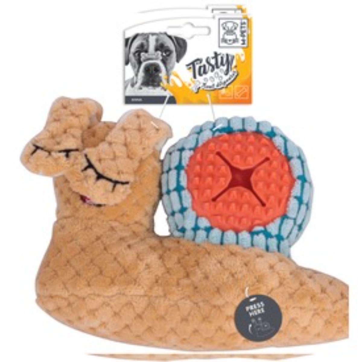 M-PETS Snail Anna , jucărie de pluș câini S-L, eliberare recompense, cu sunet, pluș, maro, 23.5cm - poza 1