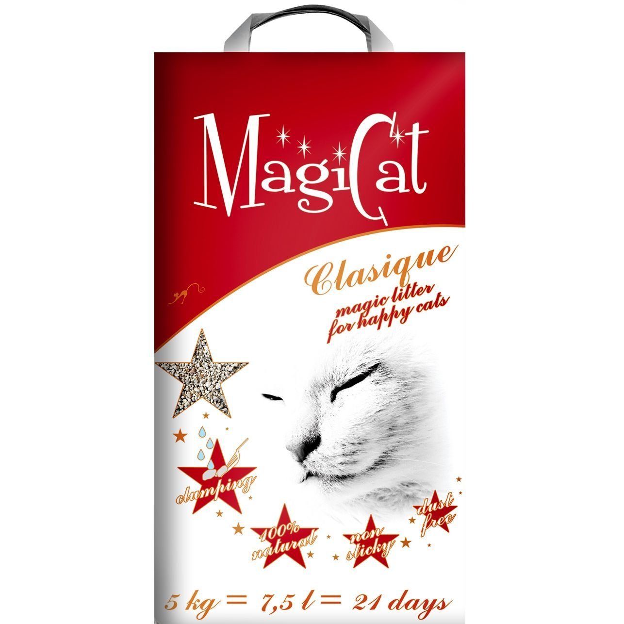 MAGICAT Clasic, neparfumat, așternut igienic pisici, granule, bentonită, aglomerant, neutralizare mirosuri, 5kg - poza 1