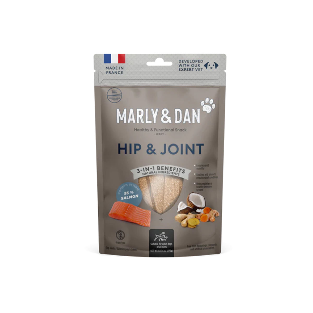 MARLY&DAN Hip&Joint, XS-XL, Somon, punguță recompense funcționale fără cereale câini, sistem articular, 80g - poza 1