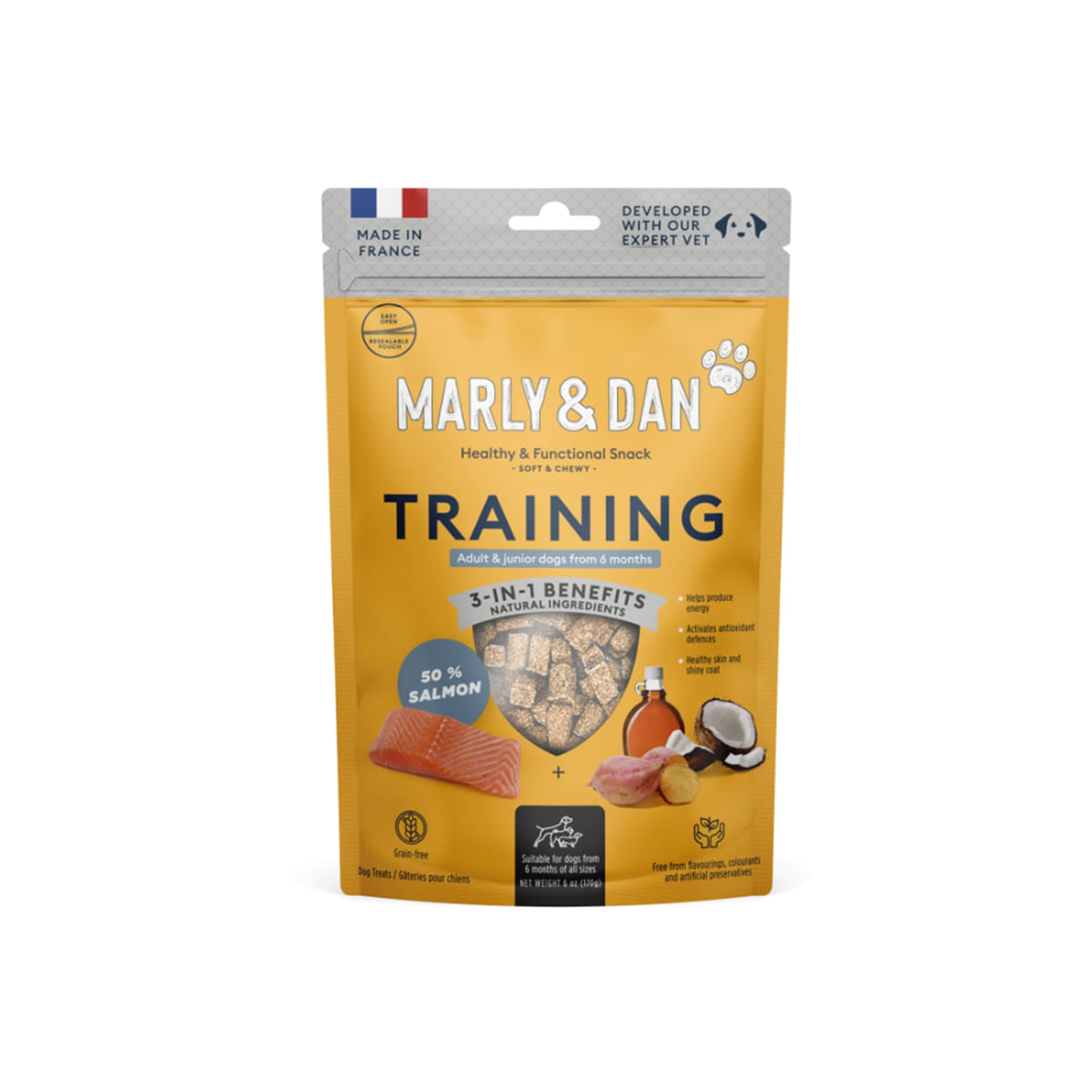MARLY&DAN Training, XS-XL, Somon, punguță recompense funcționale fără cereale câini, 100g - poza 2